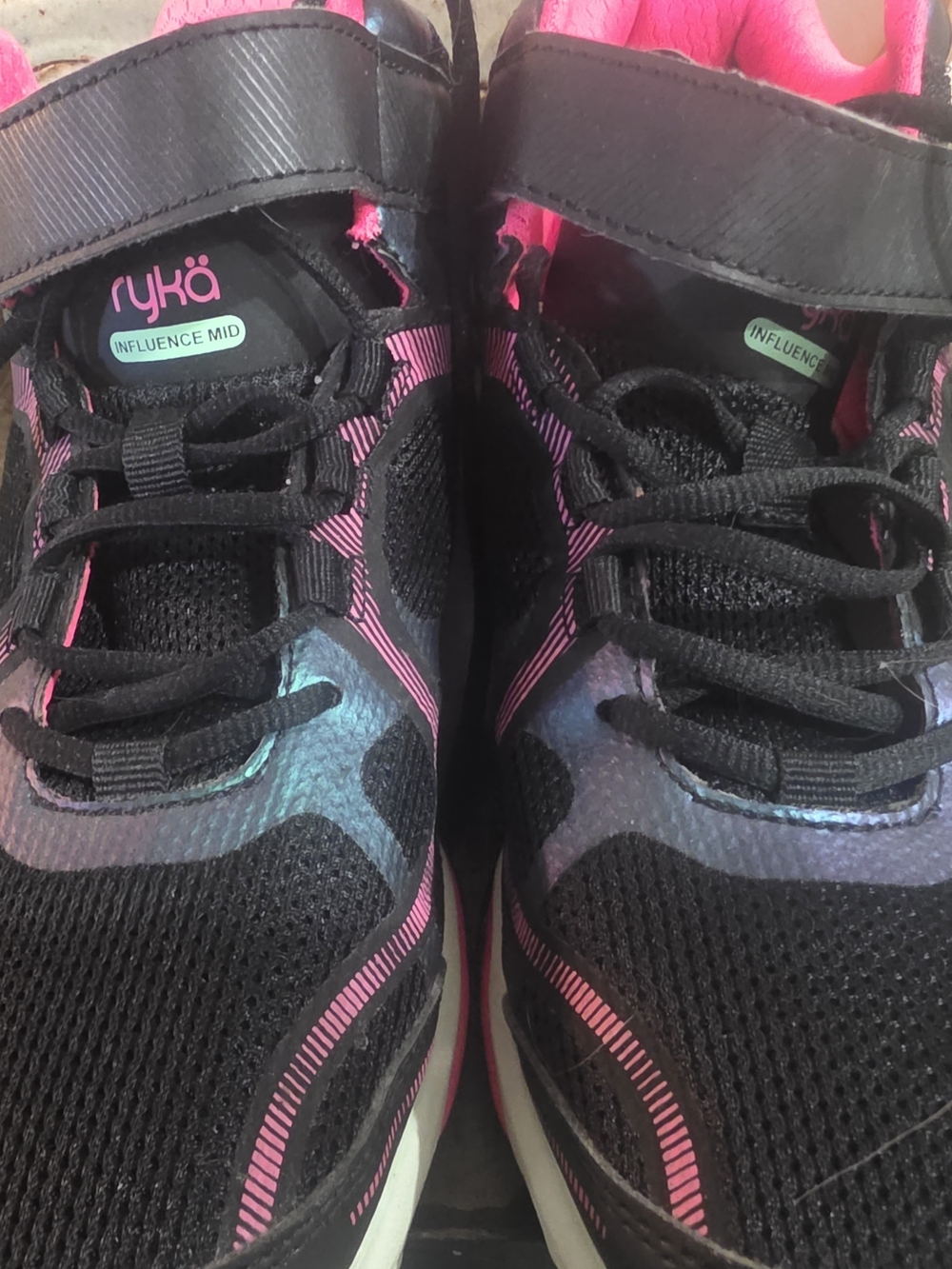 Ryka Black Athletic Sneakers with Pink Accents